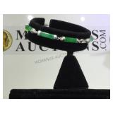 STERLING BRACELET W/GREEN GEMSTONES