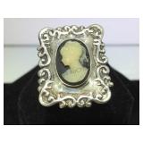 STERLING RING WITH CAMEO, SIZE 7