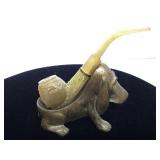 WATER BUFFALO HORN PIPE W / BRASS DOGGY HOLDER