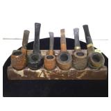MARBLE PIPE HOLDER W/ 6 PIPES, MEDICO, BRIAR,