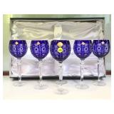COLBALT BLUE CUT CRYSTAL STEMWARE