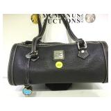 DOONEY & BURKE BLACK LEATHER BARREL BAG