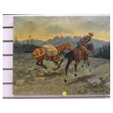 MID CENTURY OIL ON CANVAS BY K KUSNEZOV