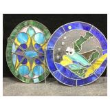 PAIR OF STAINED GLASS HANGINGS - ONE FISH