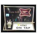 SCROLLING LIGHT-UP MILLER HIGH LIFE CLOCK BAR SIGN