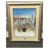 FRAMED PENCIL SIGNED PRINT TITLED MYKONOS EMBOSSED