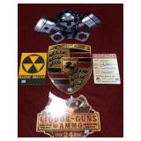 LOT OF METAL SIGNS - PORSCHE, SKULL, FALLOUT