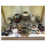LARGE LOT OF SIGNED POTTERY - NATIVE, STONEWARE,
