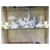 MILK GLASS DISHWARE, ACRO AGATE DECANTER & MORE