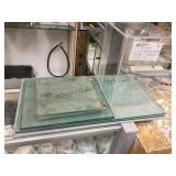 LOT OF ASSORTED GLASS SHELVES AND PLEXI STAND