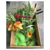 BOX LOT OF GREEN FEATHER BOAS AND MORE
