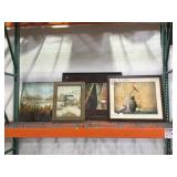 LOT OF 4 LARGE FRAMED AND MATTED PRINTS/ART