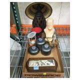 LOT OF ASSORTED DECOR - JESUS STATUE, GLASS SWAN