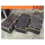 LOT OF 3 WOOD-LINED TRUNKS WITH CONTENTS