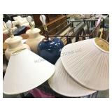 CART LOT OF THREE LAMPS WITH SHADES AND KIDS CAR