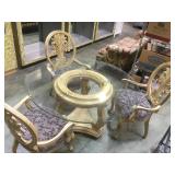 ROUND GLASS-TOP DINING TABLE WITH 3 CHAIRS