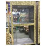 2-TIER MIRROR-BACKED GLASS DOOR DISPLAY CABINET