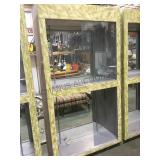 2-TIER MIRROR-BACKED GLASS DOOR DISPLAY CABINET