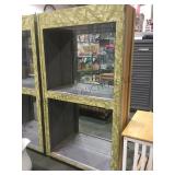 2-TIER MIRROR-BACKED GLASS DOOR DISPLAY CABINET