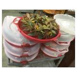 LOT OF 6 CHRISTMAS WREATHES IN STORAGE CONTAINERS