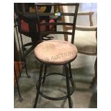 BLACK METAL SWIVEL BAR STOOL W/MICROSUEDE SEAT