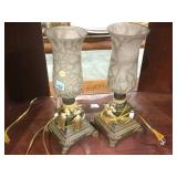 PAIR OF GLASS SHADE TABLE LAMPS
