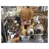 CART OF ASSORTED POTS, PLANTS AND DECOR AND MORE