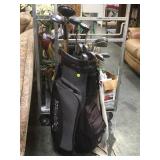 TAYLORMADE GOLF BAG WITH ASSORTED CLUBS