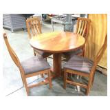 WOODEN DINETTE TABLE WITH 4  BENT BACK CHAIRS