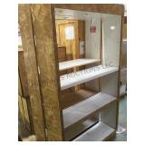 PAIR OF TALL WOODEN COMMERCIAL SHELVING UNITS