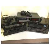 SHELF LOT OF STEREOS, TASCAM, TEAC & TECHNICS