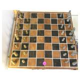 VINTAGE BRASS & PEWTER CHESS SET