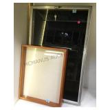 2 GLASS & WOOD DISPLAY CASES, LARGE ONE HAS KEY