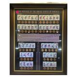 FRAMED  FIRST DAY ISSUE STAMPS &LINCOLN CENTS