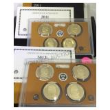 2011 & 2012 U.S. MINT PRES. $1 COIN PROOF SETS