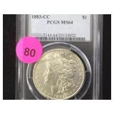 1833-CC  PCGS MS 64  MORGAN SILVER DOLLAR