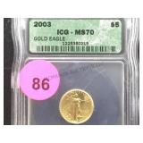 2003  ICG  MS70  $5 GOLD EAGLE