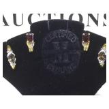 2 PAIRS OF STERLING EARRINGS W/ RED & SMOKEY GEMS