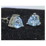 STERLING EARRINGS W / SKY BLUE TOPAZ
