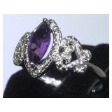 STERLING RING W/ AMETHYST , SIZE 8