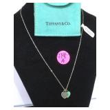 STERLING"TIFFANY & CO "DOUBLE HEART NECKLACE W/BAG