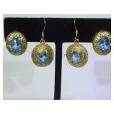 2 PAIRS OF STERLING EARRINGS W/ BLUE TOPAZ