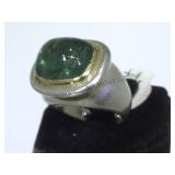 STERLING TIFFANY & CO RING W/ GREEN GEMSTONE