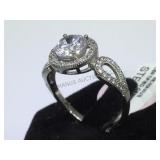 STERLING RING W / CLEAR GEMSTONE, SIZE 9