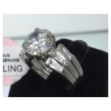 STERLING RING W / CLEAR GEMSTONES, SIZE 8