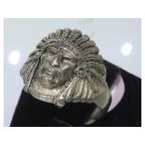 STERLING NATIVE AMERICAN RING, SIZE 12