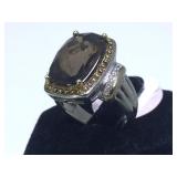 STERLING RING W / BRROWN GEMSTONE, SIZE 7