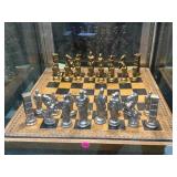 PEWTER & BRASS CHESS SET