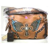 BROWN/TURQUOISE  P&G CONCEAL CARRY HAND BAG