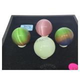 4 LARGE DESIGNER MARBLES, FIBER-OPTICS